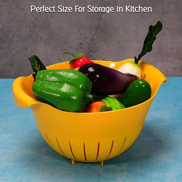 Plastic Fruits Vegetable Noodles Pasta Washing Bowl & Strainer - justgrabit.in | Just Grab It