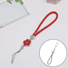 Flower Shape metal alloy pendant Nylon Braided leather hand strap lanyard phone (1 Pc / Multicolor) - justgrabit.in | Just Grab It