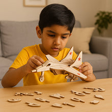 3D Wooden Fighter Jet Puzzle DIY Assembly Kit - justgrabit.in | Just Grab It