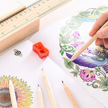 Colorful Wooden Pencil Set with Pencil box, Ruler, Sharpener For for Kids, Artist, Architect (12 Pcs Set) - Justgrabit Inc.