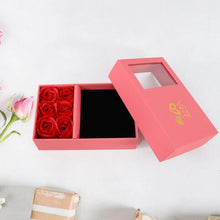 Jewellery Gift Box with Lids & Roses Packaging Box with 6 Roses (1 Set) - Justgrabit Inc.