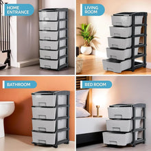 6 - Layer Heavy - Duty Plastic Drawer Organizer Cabinet with Stone Texture Drawers - Justgrabit Inc.