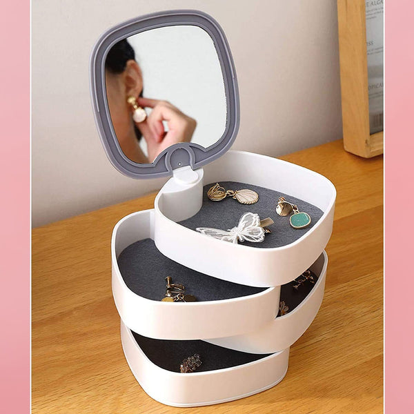 4 Layers Jewellery Box, 360 Degree Rotating Jewelry Box, - justgrabit.in | Just Grab It