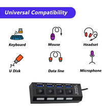 4 Port USB, HUB USB 2.0 HUB Splitter High Speed with On/Off Switch Multi LED Adapter Compatible with Tablet Laptop Computer Notebook - Justgrabit Inc.