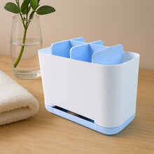 6 Compartment Multi Purpose Organizer Toothbrush Holder Stand Plastic Caddy (1 Pc) - justgrabit.in | Just Grab It
