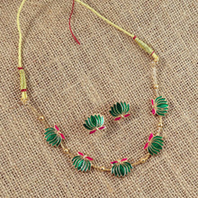 Traditional Green & Lotus Motif Jewellery Set - justgrabit.in | Just Grab It
