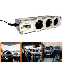 Triple 3 Way Car 12v Lighter Socket Splitter USB Charger Power Adapter - justgrabit.in | Just Grab It