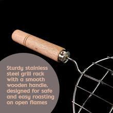 Kitchen Round Stainless Steel Roaster Papad Jali, Barbecue Grill with Wooden Handle - Justgrabit Inc.