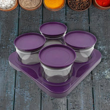Airtight Plastic 4 Pc Storage Container Set, With Tray Dry Fruit Plastic Storage Container Tray Set With Lid & Serving Tray For Kitchen - Justgrabit Inc.