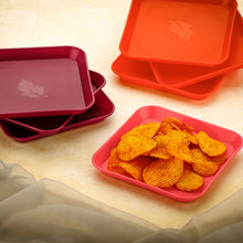 Square Plastic Dinner Plate Set (Set of 6 Pcs) Colorful Snacks / Breakfast Plate (Set of 6 Pcs) - justgrabit.in | Just Grab It