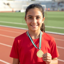 Gold Finish Winner Medal with Tricolor Ribbon for Sports (1 Pc) - justgrabit.in | Just Grab It