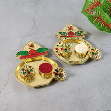 Decorative Plastic Kalash - Shape Double Kumkum Box (Mix Design, 1 Pc) - justgrabit.in | Just Grab It