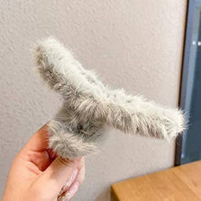 Large Plush Hair Claw Clips, Plastic Fluffy Hair Claw Hair (1 Pc / Mix Color) - justgrabit.in | Just Grab It