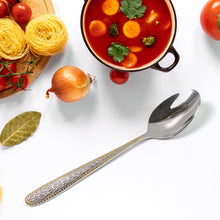 Stainless Steel Gold Bordered Textured Spoons Gold Plated Handle Set of 6 Pc - justgrabit.in | Just Grab It