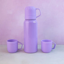 Purple Vacuum Flask Set – Stainless Steel Thermos with 3 Cups, Approx 500ml - Justgrabit Inc.