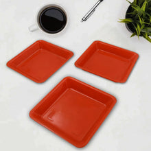 Square Plastic Halwa Dinner Plate Snacks / Breakfast, Restaurant Serving Trays Home School Coffee Hotel Kitchen Office (3 Pcs Set) - Justgrabit Inc.