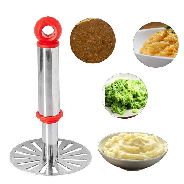 Ganesh Potato / Pav Bhaji Masher with Plastic Handle, Silver & Plastic - Oval Pav Masher, Potato 1 - Piece, Smasher Handle, Multicolor - Justgrabit Inc.