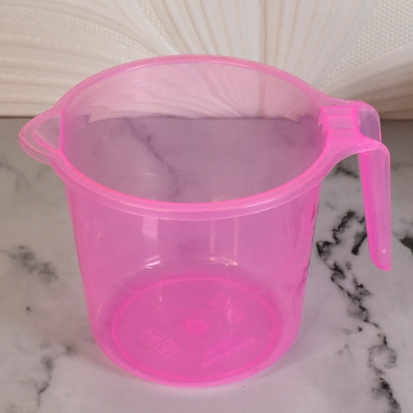 Plastic Round Transparent Bath Water Mug (1 Pc / 1200 ML / Mix Color) - justgrabit.in | Just Grab It