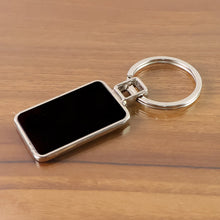 Premium Rectangular Black & Silver Metal Keychain (1 Pc) - justgrabit.in | Just Grab It