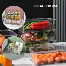 Plastic Refrigerator Organizer Bins, 1 Stackable Fridge Organizers with Handle, Clear Organizing Food Fruit Vegetables Pantry Storage Bins for Freezer kitchen Cabinet Organization and Storage (1 Pc Mix Color) - Justgrabit Inc.