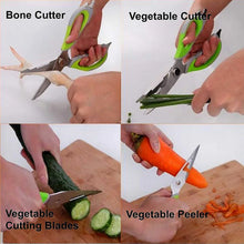 Multi - Purpose Kitchen Shears with Magnetic Holder, Stainless Steel, Red Multifunction Heavy Duty and Kitchen Scissors - Justgrabit Inc.