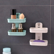 Adhesive Sticker Soap 2 Layer Dish Holder Wall Mounted Bathroom Shower Soap Holder Saver Box Storage Organizer Rack, ABS Plastic (Double Layers / 2 pcs set) - Justgrabit Inc.