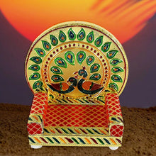 Meenakari Work Laddu Gopal Singhasan / Sihasan for Pooja Mandir Wooden Krishna Ladoo Bal Gopal Sofa Asan, Home Decorative Premium Look Decorative Singhasan Suitable For Home, Office, Restaurant (2 Pc Set) - Justgrabit Inc.
