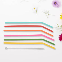 Reusable Silicone Straws Flexible Drinking Straws with Cleaning Brush (7 pc) - Justgrabit Inc.