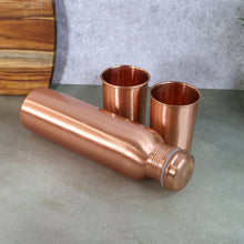 Copper Water Bottle 2 Glasses with Gift Box (3 Pcs Set) - justgrabit.in | Just Grab It