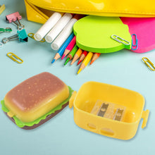 Plastic Burger Shape Small Size Double Hole Sharpener With Eraser (1 Set) - justgrabit.in | Just Grab It