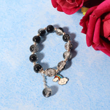 Elegant Black & Crystal Beaded Charm Bracelet - justgrabit.in | Just Grab It