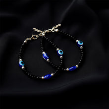 Adjustable Black Bead Evil Eye Protection Bracelet Set (2 Pc) - justgrabit.in | Just Grab It