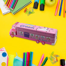 Double Decker Magic Truck Compass Multi Level Metal Truck Compass Pencil Case with Movable Wheels & Sharpener (Mix Design) - justgrabit.in | Just Grab It