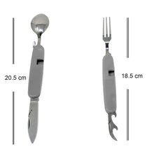 4 - in - 1 Stainless Steel Travel / Camping Folding Multi Swiss Cutlery Set - Justgrabit Inc.