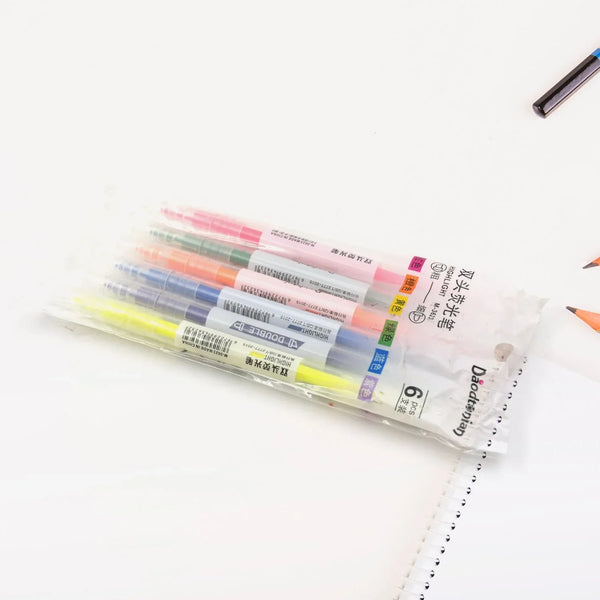 Dual - Headed Highlighter 6 Colors Double head Highlighter Pen, Perfect for Bible Study, Classroom and office for Children and Students (6 Pc Set) - Justgrabit Inc.