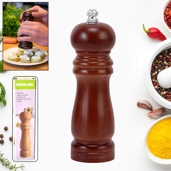 Wooden Pepper Mill 6 inch Tall - Best Pepper Grinder (1 Pc) - justgrabit.in | Just Grab It