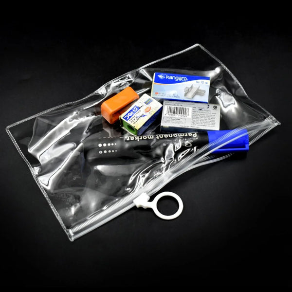20 Pc Transparent Pouch For Carrying Stationary Stuffs And All By The Students. - Justgrabit Inc.