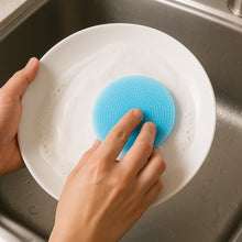 Sky Blue Silicone Dish Scrubber Sponge Mildew Free, Non Stick, Heat Resistant - justgrabit.in | Just Grab It