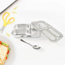 3 Compartment Transparent Stainless Steel Lunch Box for Kids - Justgrabit Inc.