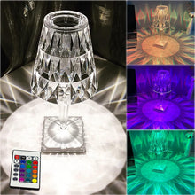 Romantic Crystal Table Lamp, Diamond Lamp, 16 Colors, 6 Brightness Level, Touch / Remote Control Switch, SUB Charging, Lampshade Night Light, Bedroom Bedside, Living Room Decoration - Justgrabit Inc.
