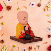 Red Solar Powered Sitting Buddha Statue (1 Pc / Medium) - justgrabit.in | Just Grab It