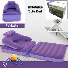 2 in 1 Air Mattress & Lounger, Portable Inflatable Mattress Air Sofa With Air Hand Pump (175×75 cm) - justgrabit.in | Just Grab It