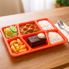Plastic Multi - Compartment Rectangular Meal Serving Tray / Plate (1 Pc / Red) - justgrabit.in | Just Grab It
