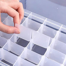 36 Grids Clear Plastic Organizer Box with Dividers Jewellery Storage Box 1 Pc - justgrabit.in | Just Grab It