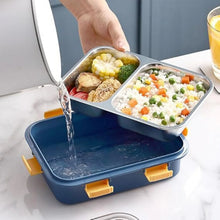 Stainless Steel Lunch Box 2 Section Lunch Box With Spoon - Justgrabit Inc.