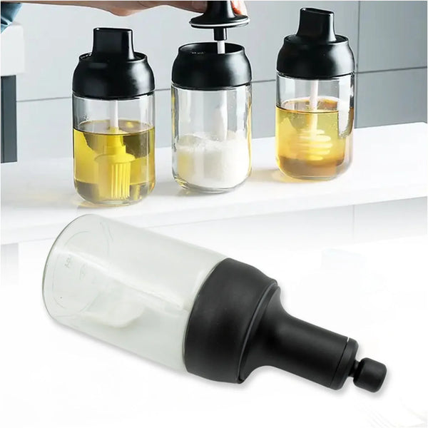 All - in - One Seasoning Jar: Heat - Resistant Glass with Spoon (1 Pc) - Justgrabit Inc.