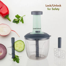 1100 ml 2 in 1 Push up Chopper with affixed with 6 Sharp Blade | Vegetable and Fruit Cutter with Easy Push and chop Button - justgrabit.in | Just Grab It