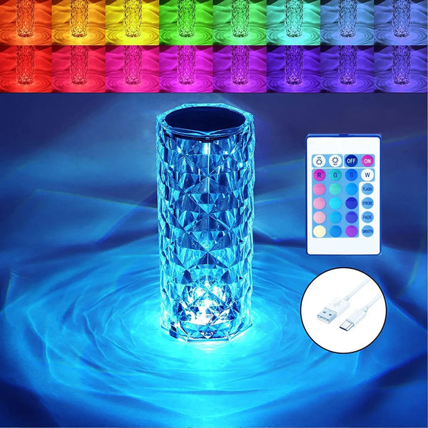 Crystal Touch Night Light for Bedroom Decor (16 Colors, Remote, USB) - justgrabit.in | Just Grab It