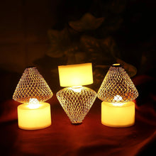 Set of 12 Decorative LED Flameless Candle Lights with Golden Net Cover - Justgrabit Inc.