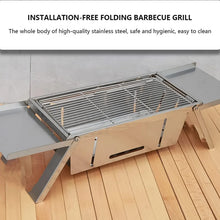 Portable BBQ / Barbecue Grill Stainless Steel Folding Charcoal Grill (1 Set / Net Weight : 2207 GM) - justgrabit.in | Just Grab It